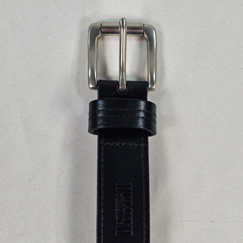 Duluth Trading Co Mens Black Leather Belt Solid Brass Buckle Size‎ 36 20345
